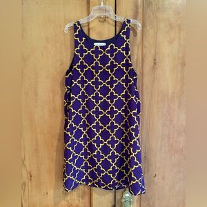 Purple and gold A-line dress